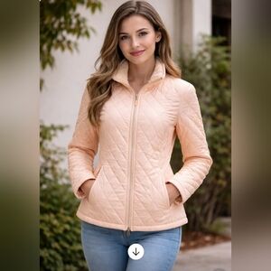 L.L.Bean Womens Butter Yellow Fleece Lined Jacket Size Medium Preppy Quilted